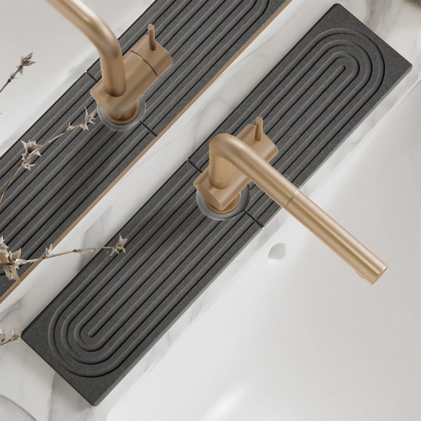 Faucet Mat Kitchen Sink Long Diatomite Fast Drying Stone Sink Tray Absorbent Moisture Faucet Splash Guard for Bathroom Counter