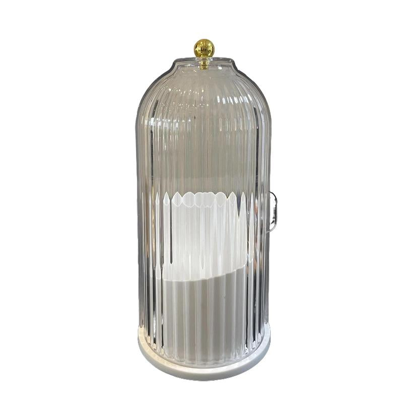 Stylish 360° Rotating Makeup Brush Holder with Lid - Dustproof & Space-Saving Organizer for Your Vanity