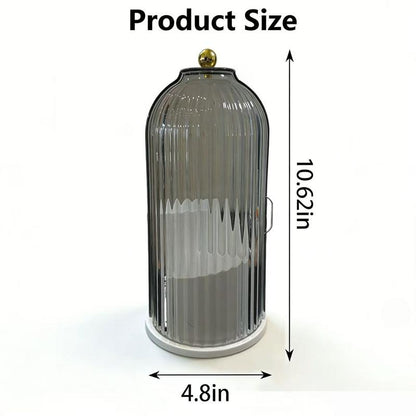 Stylish 360° Rotating Makeup Brush Holder with Lid - Dustproof & Space-Saving Organizer for Your Vanity