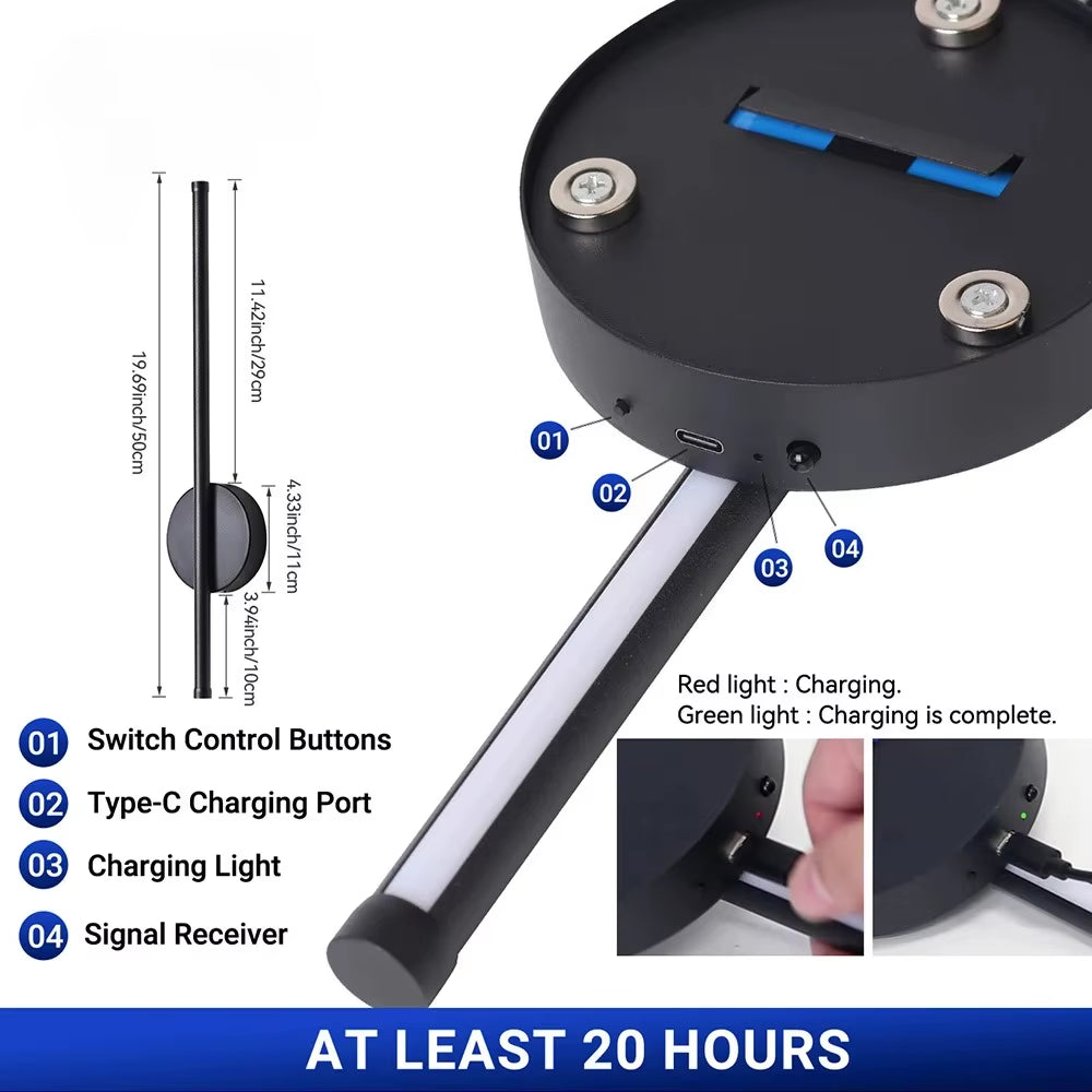 Elevate Your Space with the Magnetic Rechargeable 50 Wall Lamp in Black Gold – Perfect for Living Rooms, Bedrooms, Hallways, and More!