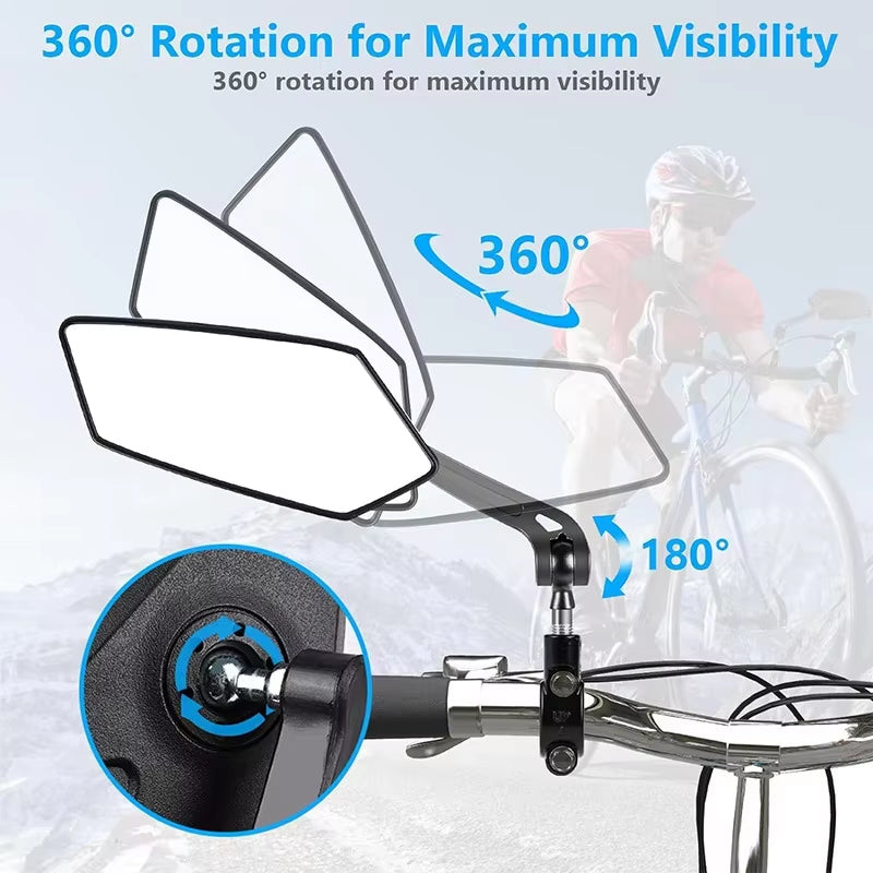 Enhance Your Ride with the Adjustable 360° Rotatable Bike Rearview Mirror - Perfect for Bicycles, E-Bikes, and Scooters