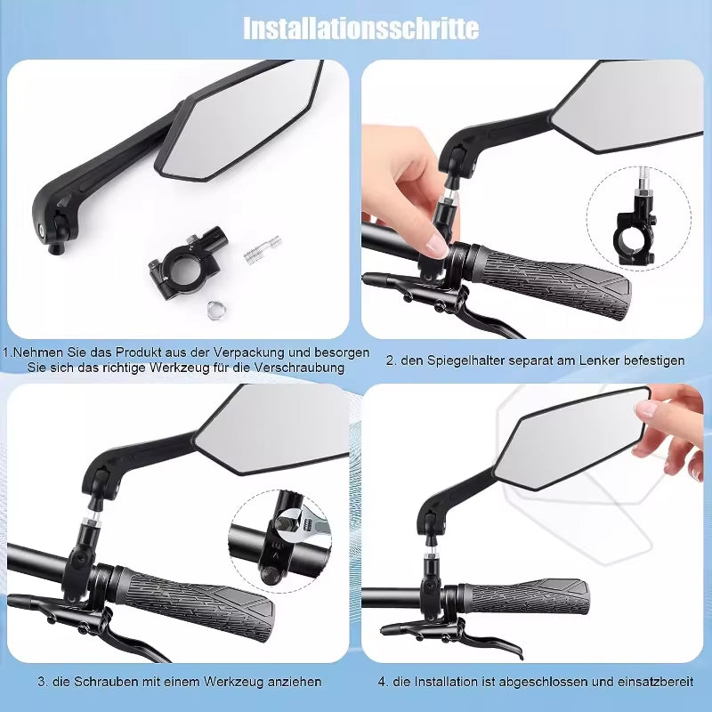 Enhance Your Ride with the Adjustable 360° Rotatable Bike Rearview Mirror - Perfect for Bicycles, E-Bikes, and Scooters
