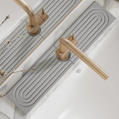 Faucet Mat Kitchen Sink Long Diatomite Fast Drying Stone Sink Tray Absorbent Moisture Faucet Splash Guard for Bathroom Counter