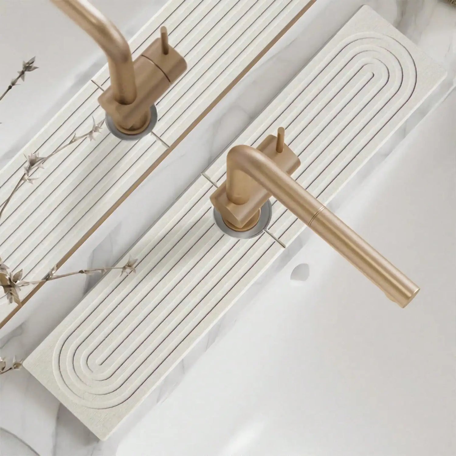 Faucet Mat Kitchen Sink Long Diatomite Fast Drying Stone Sink Tray Absorbent Moisture Faucet Splash Guard for Bathroom Counter